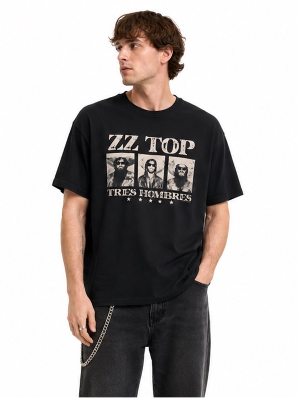 Vintage ZZ Top Tres Hombres Graphic Band T-Shirt Black Gildan Softstyle XL